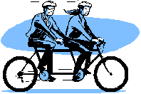 man and woman riding tandem