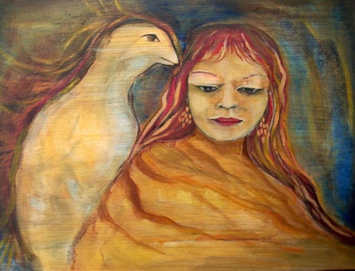 l'oiseau sur l'épaule